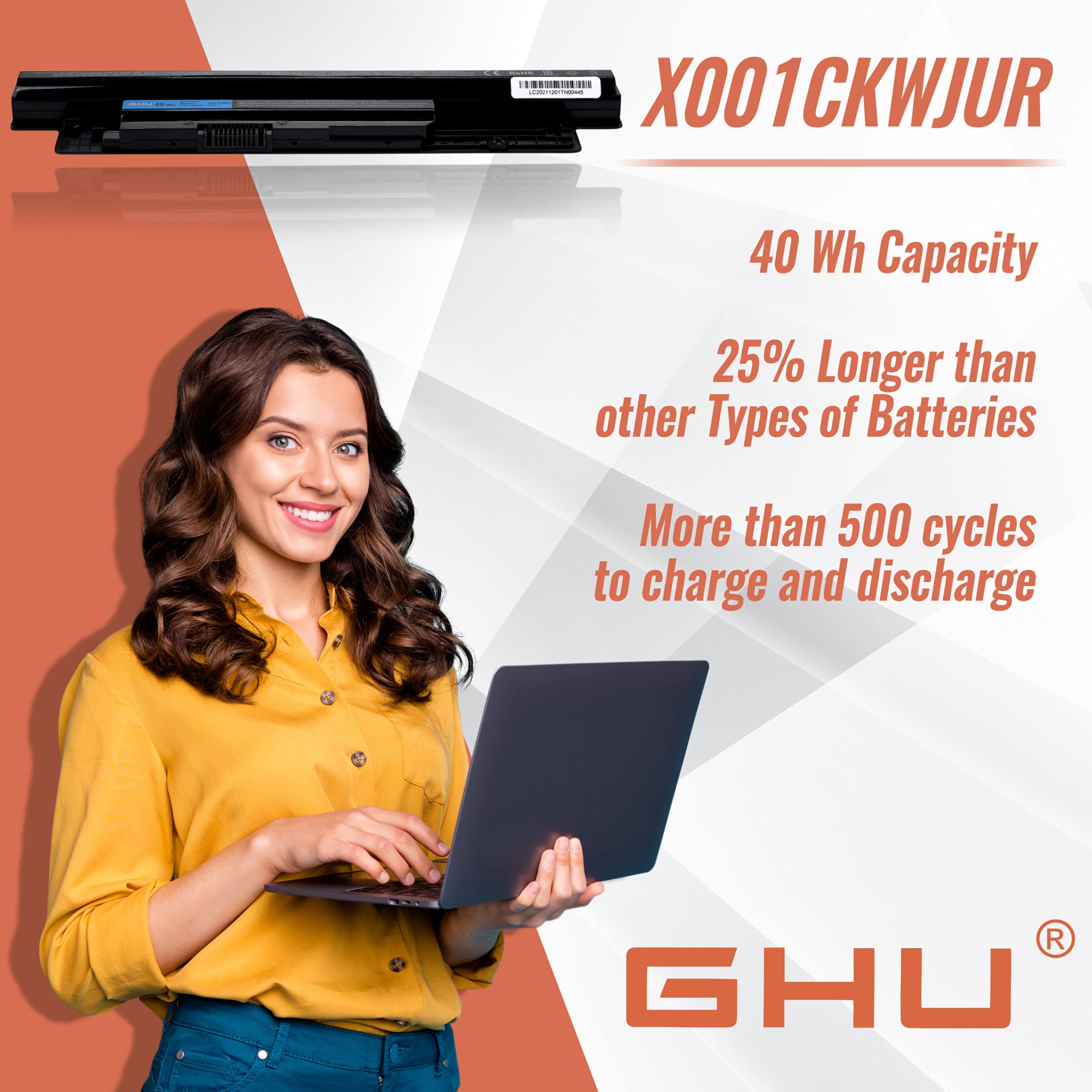 GHU New Battery 40 WH XCMRD MR90Y 14.8V Compatible with Dell Inspiron 14 3421 3437 5421 5437 15 3542 3521 N3531 3541 3543 3421 5421 3521 3721 5521 5537 3537 17 3721 5748 5721 5737 P28F 3440 3540 3570 - Image 6